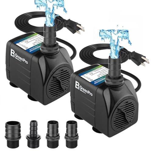 Fountain Pump, 2-Pack 550GPH(2000L/H 30W) Submersible Water Pump, Adjustable Ultra Quiet Fountain Pump with 4 Nozzles 7.2ft High Lift for Aquarium, Fish Tank, Pond, Waterfall, Outdoor, Hydroponics