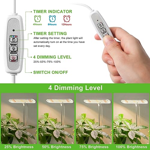 FOXGARDEN Grow Light, Full Spectrum LED Grow Lamp, Plant Lights for Indoor，Auto Timer 4/8/12H, 4 Dimmable, Height Adjustable 8.5"-24", Growing Lights 2 Pack - size: 2 pack