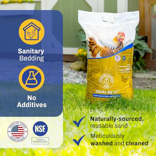Premium Chicken Sand 50 lbs (2-Pack) – Dust-Free, Odor-Control Bedding for Chicken Coops, Nesting Boxes, and Runs – Natural Poultry Litter, 100 lbs Total - size: 2 Pack