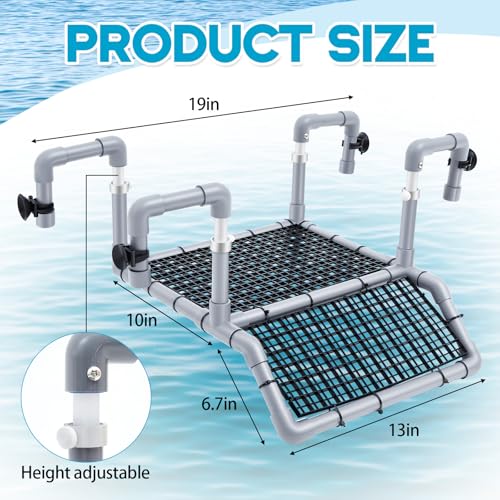 Chunful Adjustable X-Large Turtle Basking Platform, 19″ Wider Hanging Turtle Dock, DIY Ramp with PVC Pipes and Suction Cups Basking Area for Aquarium Tank 40/50/65/75/90 Gallon, Tank Accessories - style: Classic