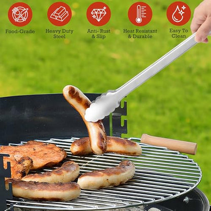 Kitchen Tongs for Cooking - 7 Inch & 9 Inch & 12 Inch Heat Resistant Stainless Steel Metal Locking Tong, BBQ Tongs Grill Tong for Cooking, Grilling, BBQ/Barbecue, Food (7+9+12inch) - color: 7+9+12inch