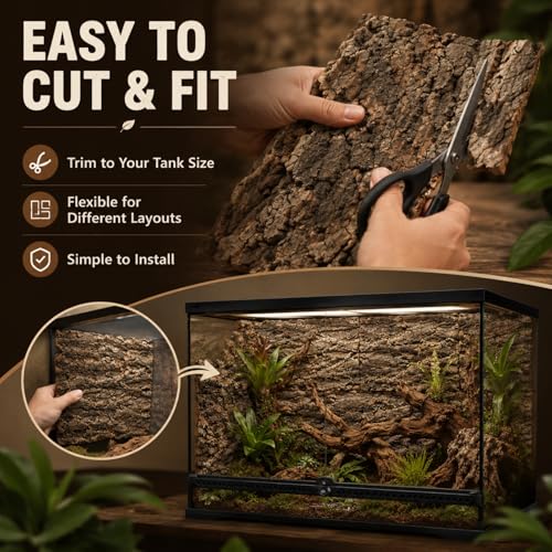 RHBLME 6 Pack Cork Bark for Reptiles, 11.8" L x 7.8" W Cork Bark for Terrarium, Reptile Tank Background Terrarium Backdrop Wall Decor Natural Reptile Climbing Mat