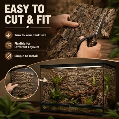 RHBLME 6 Pack Cork Bark for Reptiles, 11.8" L x 7.8" W Cork Bark for Terrarium, Reptile Tank Background Terrarium Backdrop Wall Decor Natural Reptile Climbing Mat