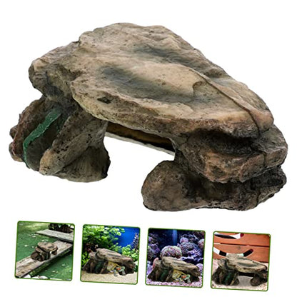 NOLITOY Turtle Climbing Platform with Cave and Ramp Durable Aquarium Ornament for Snakes Lizards and Turtles Stable Design for Reptile Habitat and Easy Cleaning