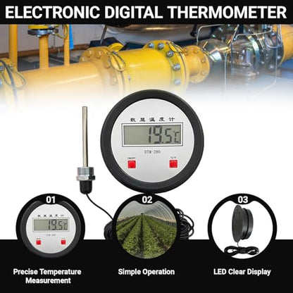 Accurate Industrial Digital Thermometers with Long Probe for Accurate Temperature Measurement in Hard to Reach Areas