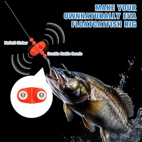 Catfish Rigs Tackle Making Kits,Catfishing Tackle Gear with Catfish Floats Lures,Sinker Slides Circle Hooks Swivels Double Rattle Beads Catfishing Tackle Equipment