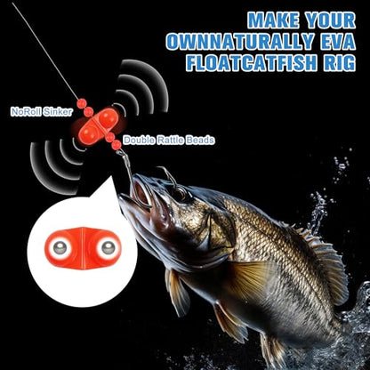 Catfish Rigs Tackle Making Kits,Catfishing Tackle Gear with Catfish Floats Lures,Sinker Slides Circle Hooks Swivels Double Rattle Beads Catfishing Tackle Equipment