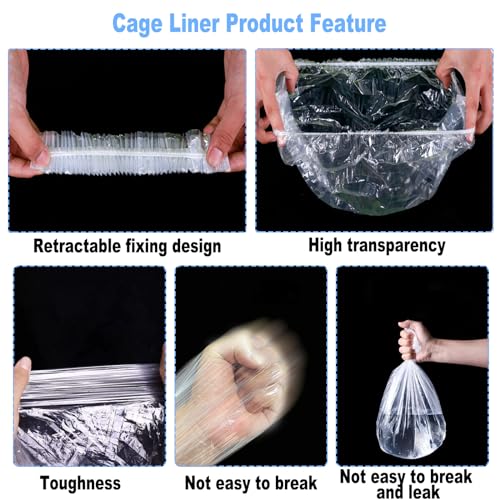 150Pcs Disposable Rabbit Cage Liners, 26'' X 18'' Plastic Bunny Cage Liner Bag Clear Guinea Pig Toilet Film, Stretch Pet Crate Tray Covers for Bunnies Ferret Chinchilla Bird Small Animal - size: 150PCS