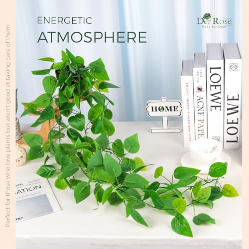 Der Rose 1Pcs 34'' Fake Hanging Plants Artificial Potted Faux Hanging Plants Indoor Pothos Vines for Home Bathroom Bedroom Wall Shelf Decor - size: 34"-Fake Pothos