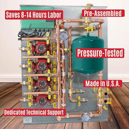 Hydronic Radiant Heat Control Panel - 4 Zone | Pre-Assembled Heating Distribution System for Underfloor, Home & Space Heating | High-Efficiency & Easy Install - size: 4 Zone - For use with/without Glycol