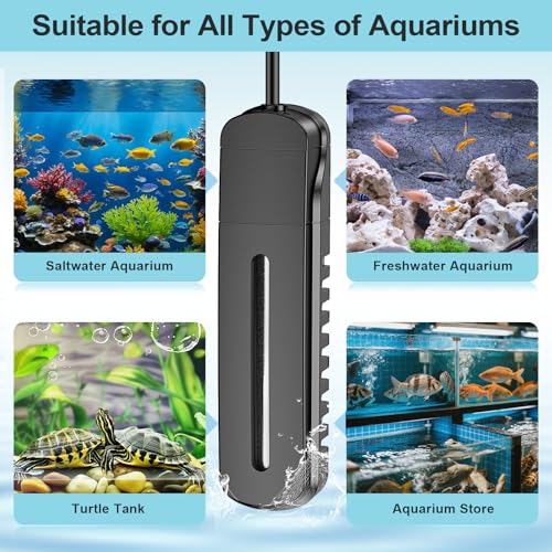 HiTauing Aquarium Heater, 100W/200W/300W/500W Fish Tank Heater with Upgraded LED Large Display, Up/Down Control Buttons and Intelligent Leaving Water Automatic Power-Off for Saltwater and Freshwater - size: 100W for 10-20 Gallon