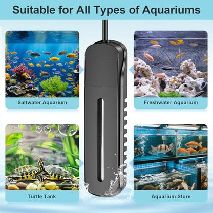 HiTauing Aquarium Heater, 100W/200W/300W/500W Fish Tank Heater with Upgraded LED Large Display, Up/Down Control Buttons and Intelligent Leaving Water Automatic Power-Off for Saltwater and Freshwater - size: 100W for 10-20 Gallon