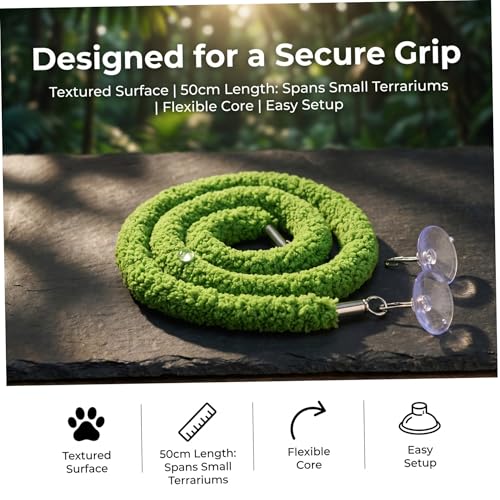 Alasum Reptile Climbing Vines Terrarium Rope 50cm Simulation Moss Vine for Leopard Gecko Habitat for Lizard Tank Accessories