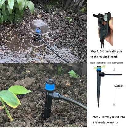 Drip Irrigation System with Timer for Garden,Main ID 1/2inch 16.5Ft and 1/4inch 96Ft Water Hose, Automatic Watering Watering System Sufficient Water Irrigation Dripper Waterflow Evenly Easy DIY Green - size: S5