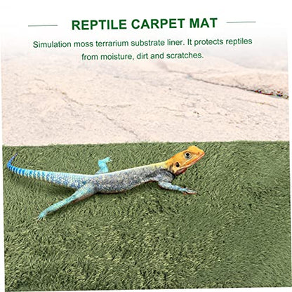 Hemoton 2pcs Reptile Carpet Turtle Habitat Moss Reptile Mat Imitation Crawler Mats Tank Accessories Terrarium Liner
