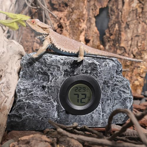Digital Thermometers, Reptiles Habitat Temperature Reptiles Enclosure Temperature Humidities Monitors for Pet Enthusiasts - Black - rectangle