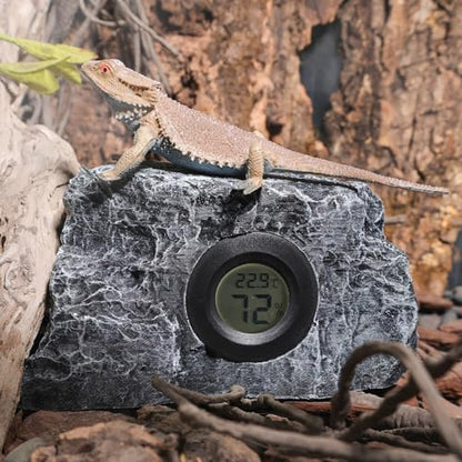 Digital Thermometers, Reptiles Habitat Temperature Reptiles Enclosure Temperature Humidities Monitors for Pet Enthusiasts - Black - rectangle