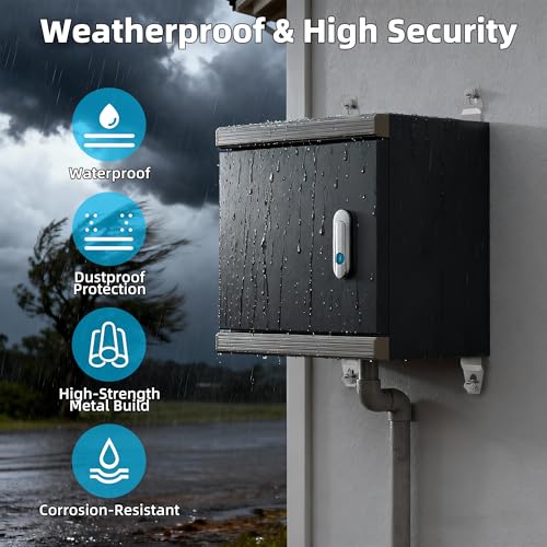 Joinfworld Outdoor Electrical Metal Box 11.8" x 11.8" x 7" Weatherproof Outdoor Junction Enclosure Steel Box with Lock Din Rail Cable Gland - size: 11.8"x11.8"x7"