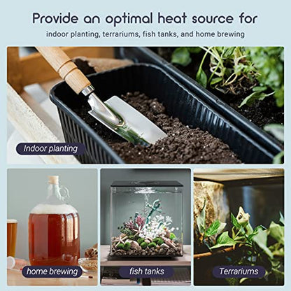 LUXBIRD 2 Pack Seedling Heating Mat for Seed Starting, 10”x 20.75” Durable Waterproof Warm Hydroponic Heating Pad for Indoor Plants Germination, IP67, MET Standard (120V US Plug) - size: 2 Pack-10"x20.75"