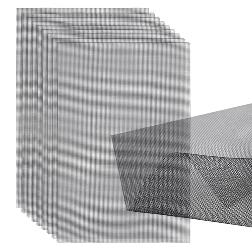 10pcs Flower Pot Hole Mesh Pad, 11.8x7.8 Inch Bonsai Mesh Drainage Screens Plant Pot Drainage Mesh Plant Screen Mesh Preventing Soil Leakage - color: Black
