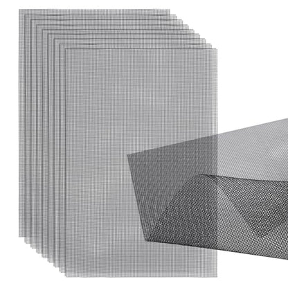 10pcs Flower Pot Hole Mesh Pad, 11.8x7.8 Inch Bonsai Mesh Drainage Screens Plant Pot Drainage Mesh Plant Screen Mesh Preventing Soil Leakage - color: Black