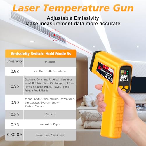 FKM Rechargeable Infrared Thermometer Gun,13-Point Laser Non-Contact Laser Thermometer Gun,High Precision,-58°F~1472°F,Digital IR Temperature Gun for Cooking,Griddle,Oven,HVAC,Automotive,Industrial - style: -58°F~1472°F (-50°C~800°C)