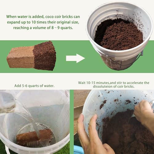 Coco Coir Brick - 4 Pack Coconut Soil - Low EC & PH Balance - High Expansion - Renewable Coco Fiber for Herbs & Flowers - size: 4 Pack