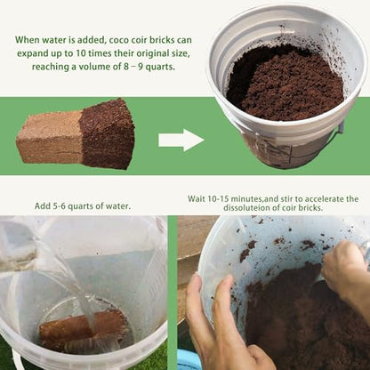 Coco Coir Brick - 4 Pack Coconut Soil - Low EC & PH Balance - High Expansion - Renewable Coco Fiber for Herbs & Flowers - size: 4 Pack