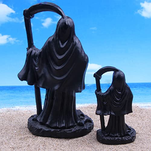 Death with Sickle Statue Decorations Terrarium Reptile Tank Terrarium Figurine Statue Turtle Lizard Tanks Devil Skull Halloween Decor Ornament Aquarium