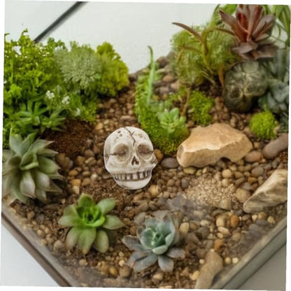 Ciieeo 20pcs Resin Skull Figurines for Garden and Fish Aquarium Decor, Outdoor Halloween Lawn Decorations, Miniature Skull Heads for Terrarium and Planter Accessories