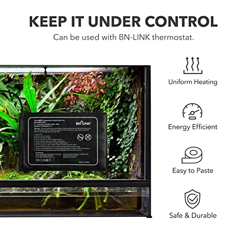 BN-LINK Reptile Heating Pad 8" X 12" with Adjust Knob and Thermostat Controller