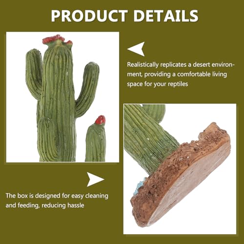 Artificial Reptile Plants Fake Cactus Habitat Hideout Plastic Plants for Turtle Tank Desert Terrarium Decor Accessories for Bearded Dragon Gecko Lizard Snake