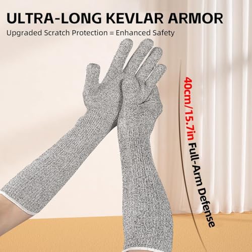 Ultra-Flexible Pet Handling Sleeves: 15.7” Kevlar Scratch-Resistant Gloves for Cat Grooming, Nail Trimming & Arm Protection - color: 1 Pairs