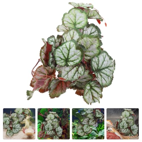 PRETYZOOM Artificial Hanging Reptile Plant with 23 Leaf Faux Foliage, Suction Cup Attachment, Lifelike Artificial Leaves Pendant for Reptile Terrarium Environment Decoration and Amphibian