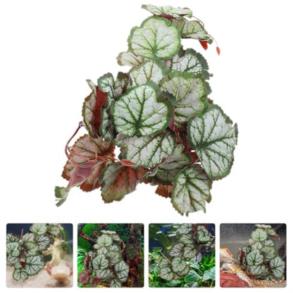 PRETYZOOM Artificial Hanging Reptile Plant with 23 Leaf Faux Foliage, Suction Cup Attachment, Lifelike Artificial Leaves Pendant for Reptile Terrarium Environment Decoration and Amphibian