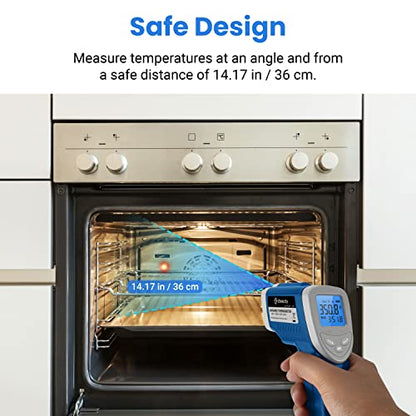 Etekcity Infrared Thermometer Laser Temperature Gun 1080, -58°F~ 1130°F for Meat Food Candy Pizza Oven, Heat Gun for Cooking, Kitchen, Fridge, Reptile, BBQ, HAVC, Adjustable Emissivity & Max Measure - color: Arctic Blue, style: Advanced