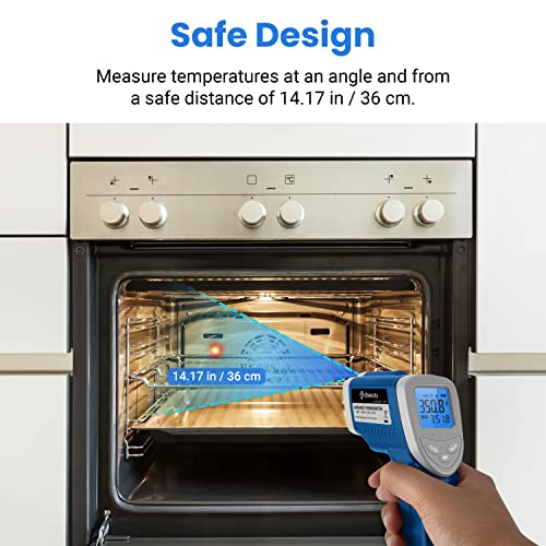 Etekcity Infrared Thermometer Laser Temperature Gun 1080, -58°F~ 1130°F for Meat Food Candy Pizza Oven, Heat Gun for Cooking, Kitchen, Fridge, Reptile, BBQ, HAVC, Adjustable Emissivity & Max Measure - color: Arctic Blue, style: Advanced