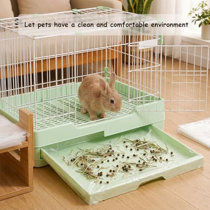 50 Pcs Disposable Small Animal Cage Liners - Clear Plastic Rabbit & Bird Cage Liners, Leakproof Guinea Pig Pet Tray Film with Hangable Cleaning Brush (23''-50P) - size: L+W<59''