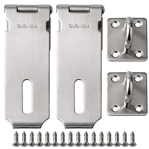 Alise 2pcs Door Locks Hasp Latch,5 Inch SUS 304 Stainless Steel Safety Packlock Clasp Hasp Lock Latch,with Fixing Screw for External Doors Window Cabinet Pet Cage, Brushed Nickel MS9-5B-2P - color: Brushed Nickel, size: 5 inch-2p