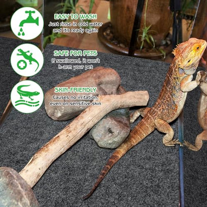 Tfwadmx Reptile Carpet, 4 Pack of Bearded Dragon Mat Terrarium Bedding Substrate Liner Reptile Mat for Snake Turtle Lizard Geckos Hermit Crabs (20'' X 12'')