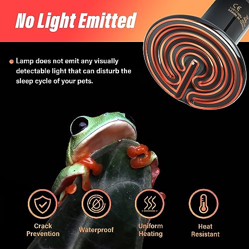YSSOA 100W Ceramic Heat Emitter, Reptile Heat Bulbs, Ceramic Heat Lamp for Reptiles, Amphibian, Chicken, Dog, Cat, 2 Pack, Black - color: Black, size: 2 Pack, style: 100W