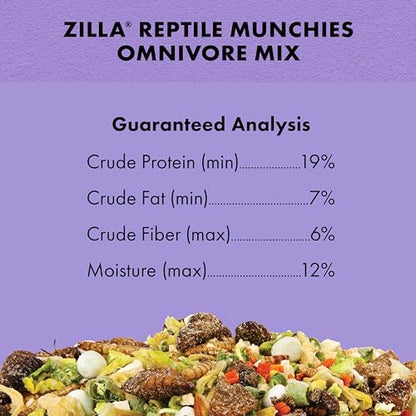 Zilla Reptile Munchies, Omnivore Mix, Dehydrated and Sun Dried Vegetables and Insects, 4 Ounces