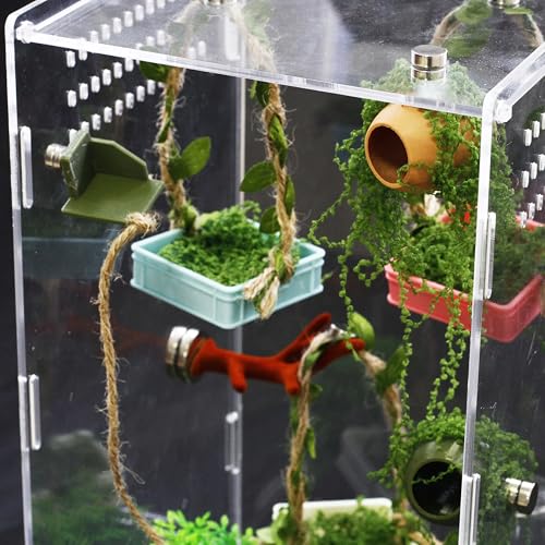 4Pcs Jumping Spider Enclosure Accessories Cocoon-Shaped Jumping Spider Hideaway with Artificial Moss and 1 Pcs Resting Platform Magnetic Small Animal Shelter Toy (Army Green) - color: Army Green