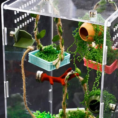 4Pcs Jumping Spider Enclosure Accessories Cocoon-Shaped Jumping Spider Hideaway with Artificial Moss and 1 Pcs Resting Platform Magnetic Small Animal Shelter Toy (Army Green) - color: Army Green