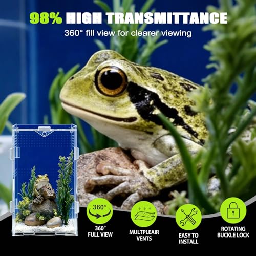 Jumping Spider Enclosure, Small Reptile Insect Terrarium, Spider Tank with Magnetic Door & All-Side Vent, Pre-Assembled Habitat for Spiderling, Mantis, Tarantula, Snail 7.8" * 4.7" * 4.7 (Vertical)