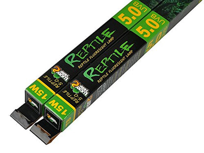 LUCKY HERP 5.0 UVB Fluorescent Tube Terrarium Lamp for Tropical Reptiles - T8,15 Watts,18 Inches (2-Pack)