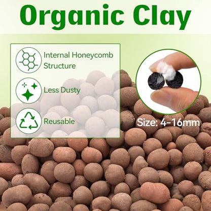 Halatool 8QT Leca Clay Balls Terrarium Substrate for Reptile – False Bottom | Organic Expanded Clay Pebbles for Reptile Terrarium Drainage Layer, Lightweight & Reusable, for Geckos, Tortoises & Frogs - size: 8QT