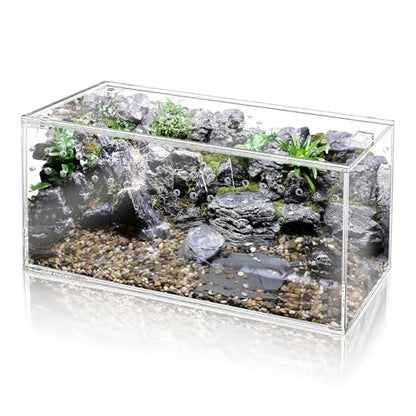 Tlence Acrylic Tarantula Enclosure Terrarium, 8" x 4" x 4" Small Magnetic Reptile Tank, Micro Spider Breeding Habitat Cage, Clear Ventilated Lizard Display Box for Hermit Crab Invertebrates Scorpion