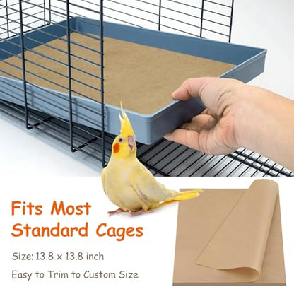 30PCS Bird Cage Liners - 13.8x13.8 Inch Leak-Proof Disposable Tray Pads for Parrots, Parakeets, Cockatiels, Lovebirds | Easy-Clean Cage Bottom Paper | Customizable Size