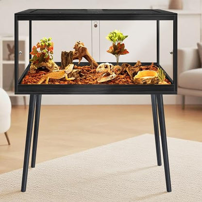 PROLEE Bearded Dragon Tank with Leg Stand 62 Gallons, Acrylic Panel Lizard Tank, Reptile Tank with Metal Mesh Roof Door (Black, 40"x20"x20") - color: Black, size: 40"x20"x20"